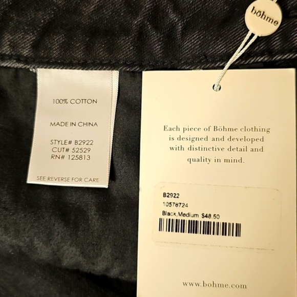 NWT bohme Womens Black 5-pocket High-rise Cotton Denim Jean Shorts M - Picture 4 of 5